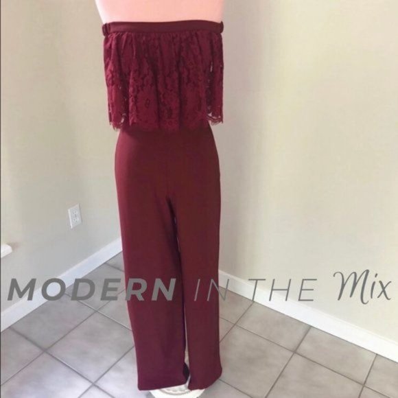 BHLDN Theia Mila Jumpsuit in Wine Size 0 - Picture 5 of 8